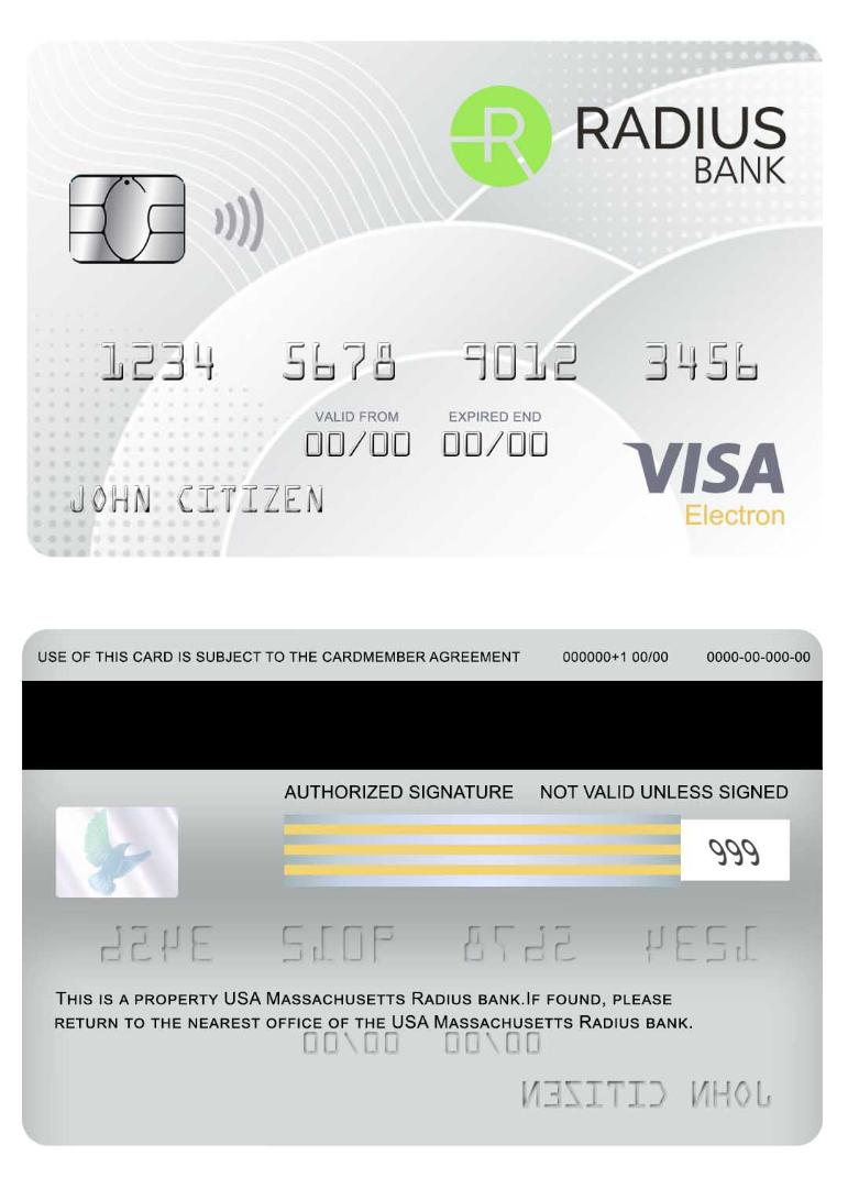 USA Massachusetts Radius visa electron card